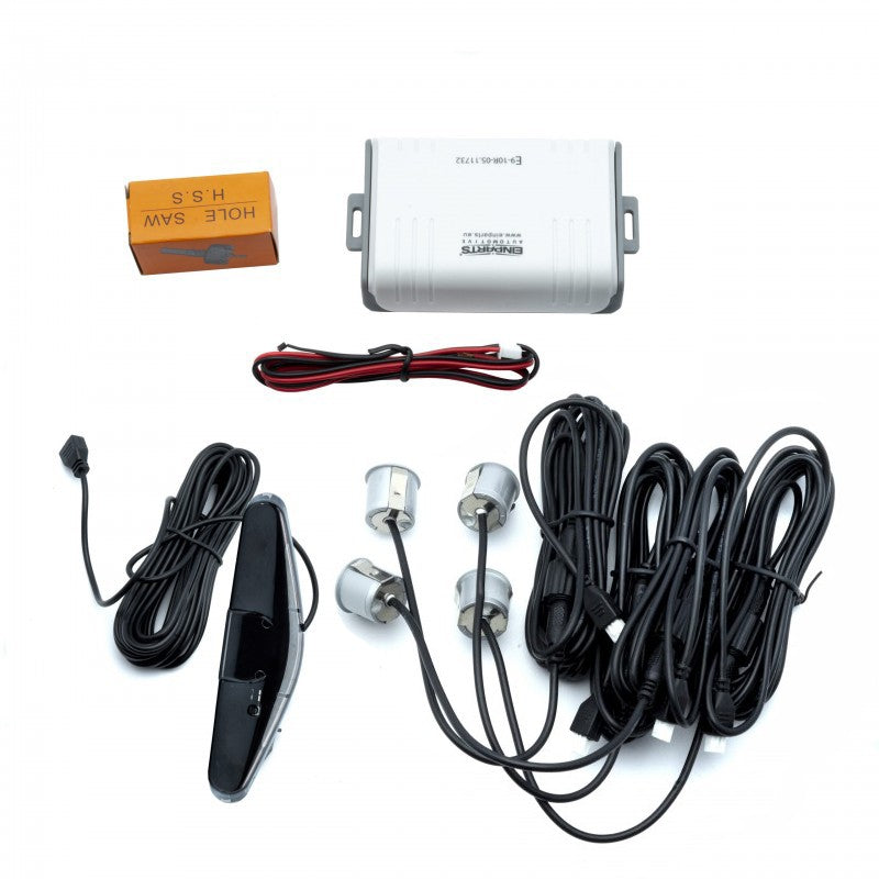Parkeringssensor med display – Silver – ultraljudssensor – 4 sensorer – 4x 2,5 m