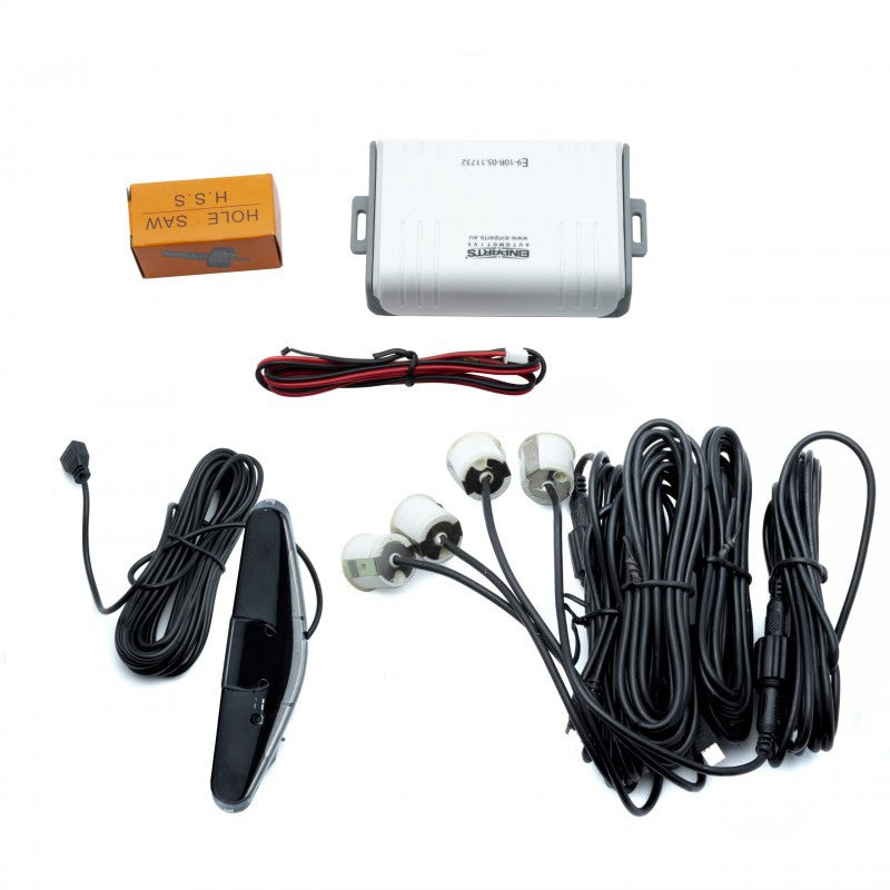 Parkeringssensor med display – Vit – ultraljudssensor – 4 sensorer – 4x 2,5 m