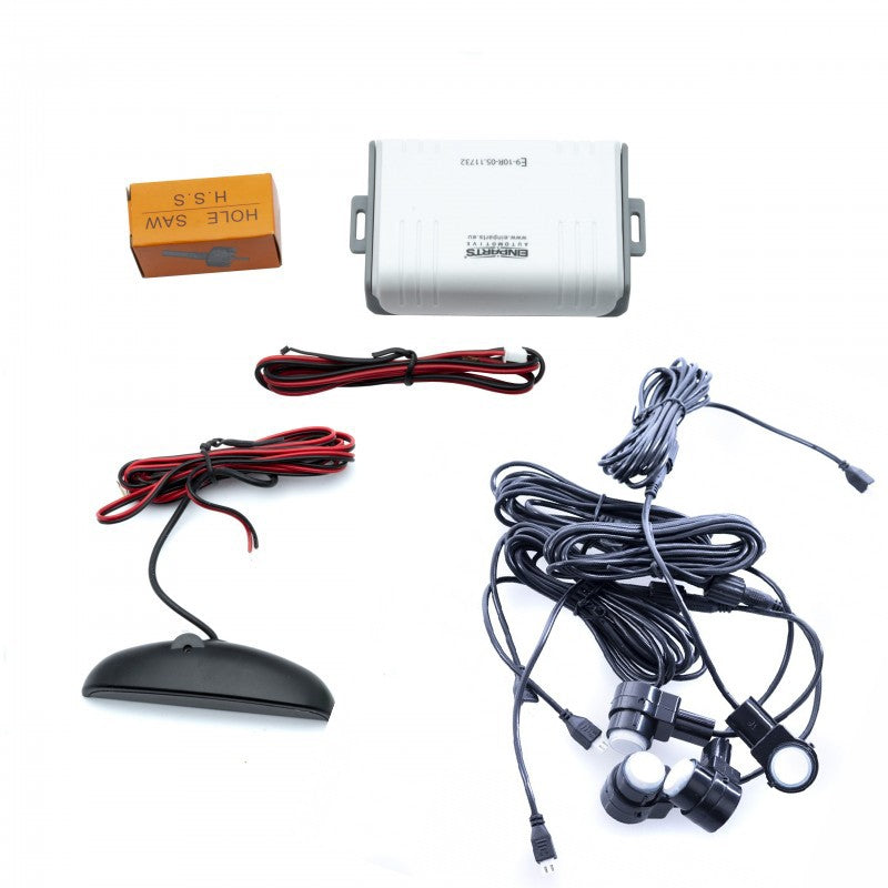 Parkeringssensor med display – Vit – ultraljudssensor – 4 sensorer – 4x 2,5 m
