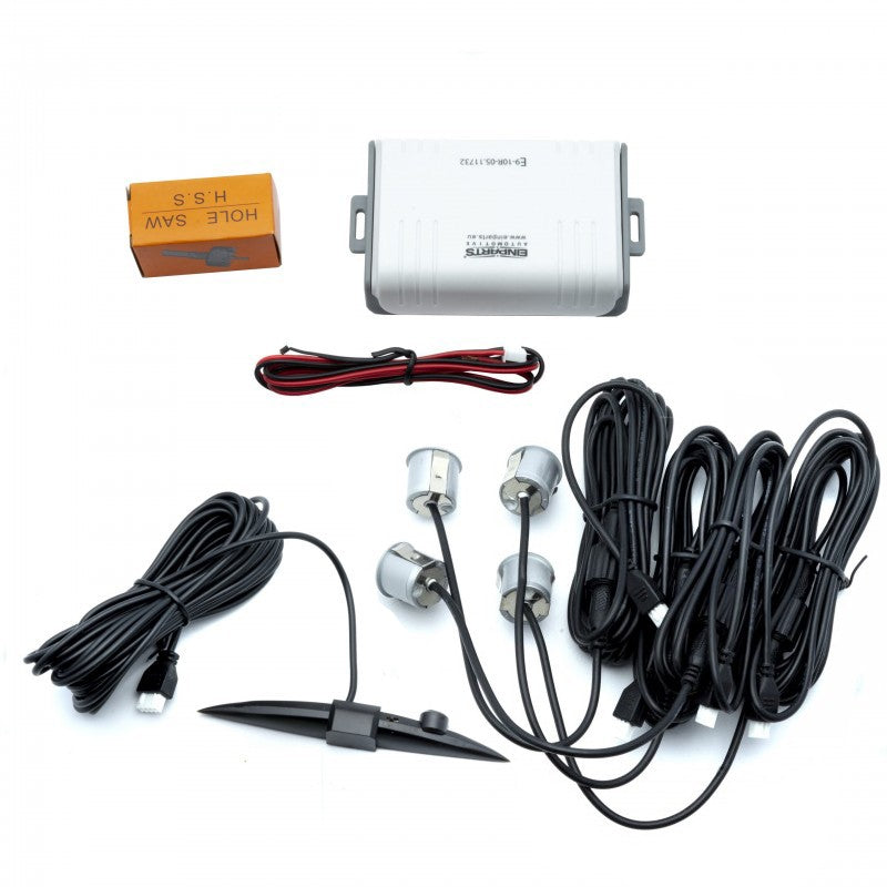 Parkeringssensor med display – Silver – ultraljudssensor – 4 sensorer – 4x 2,5 m