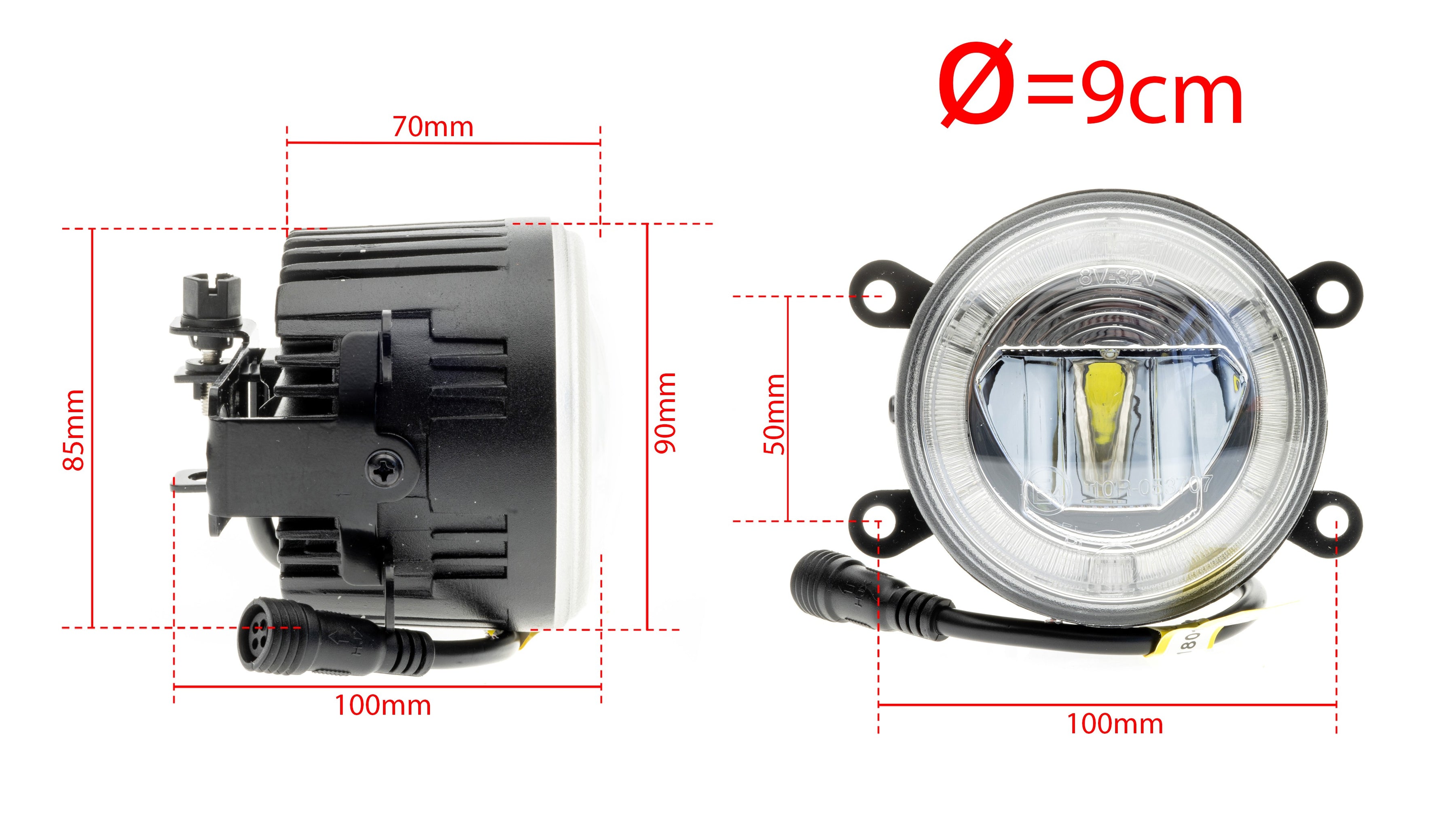 DRL- och dimljus – 6000K – 10 W – 9V - 16V