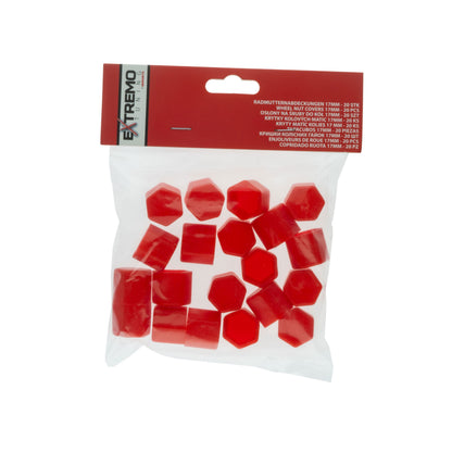 Hjulmutterskydd – Röd – Silikon – 20-pack – 17 mm