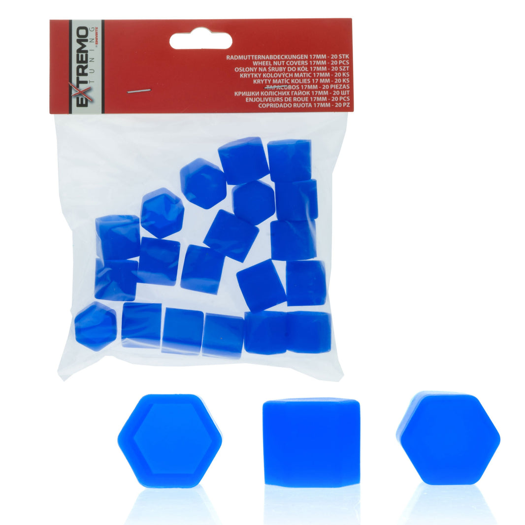 Hjulmutterskydd – Blå – Silikon – 20-pack – 19.5 mm mm