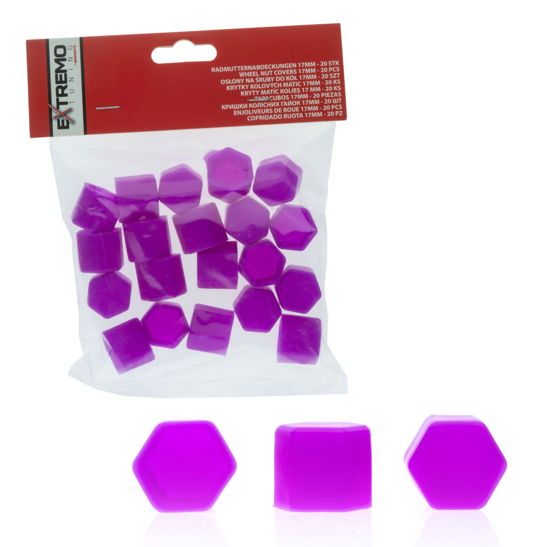 Hjulmutterskydd – Lila – Silikon – 20-pack – 17 mm
