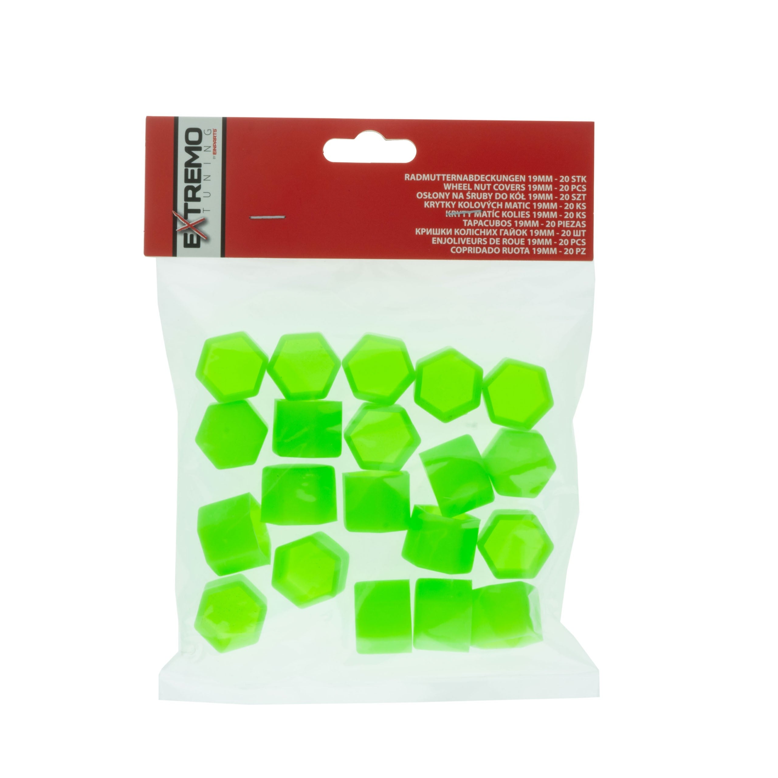 Hjulmutterskydd – Grön – Silikon – 20-pack – 19 mm