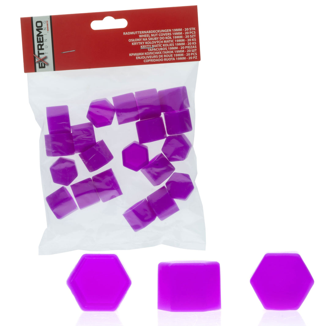 Hjulmutterskydd – Lila – Silikon – 20-pack – 19 mm