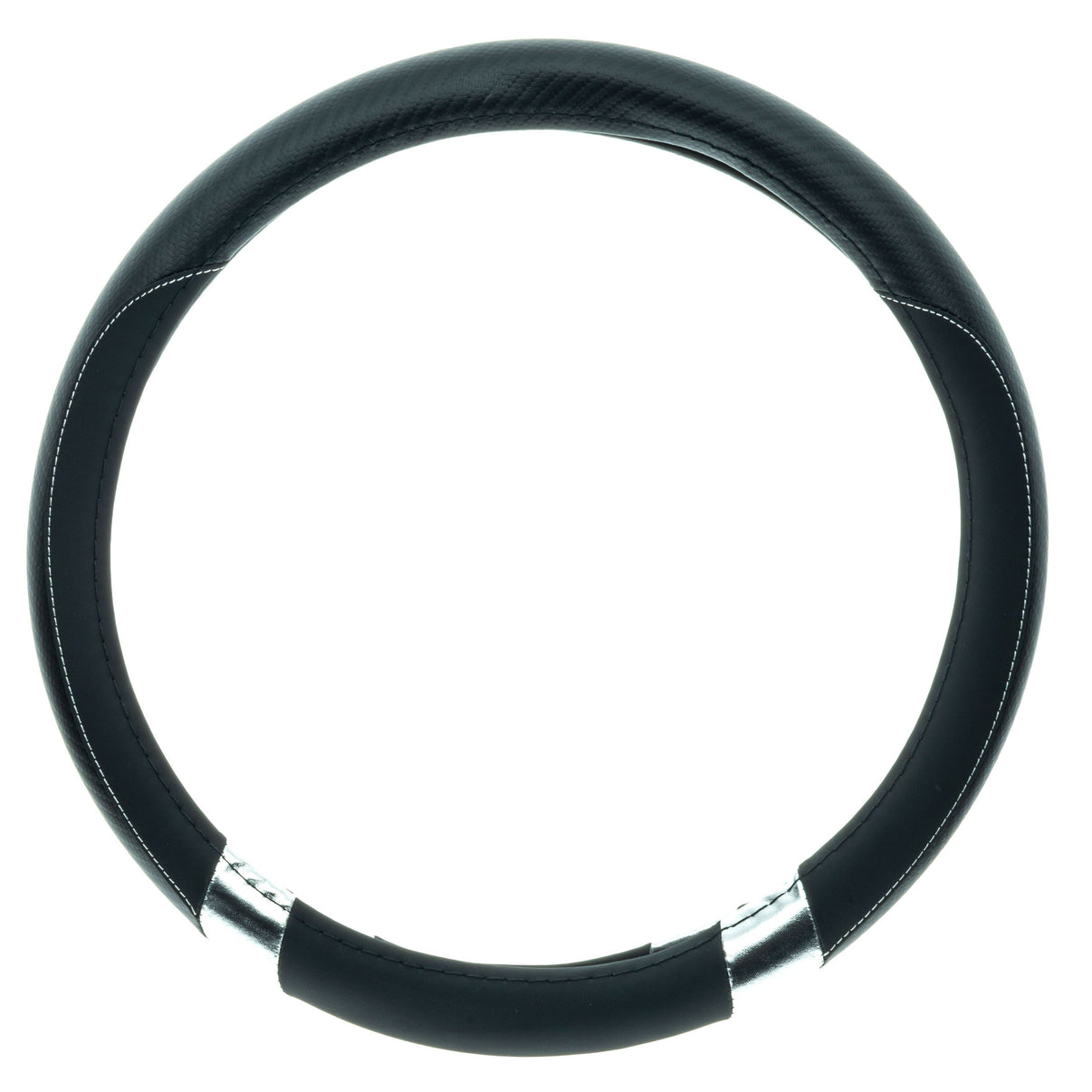 Rattskydd – Silver, Svart – Konstläder, Rattdiameter: 37-39 cm