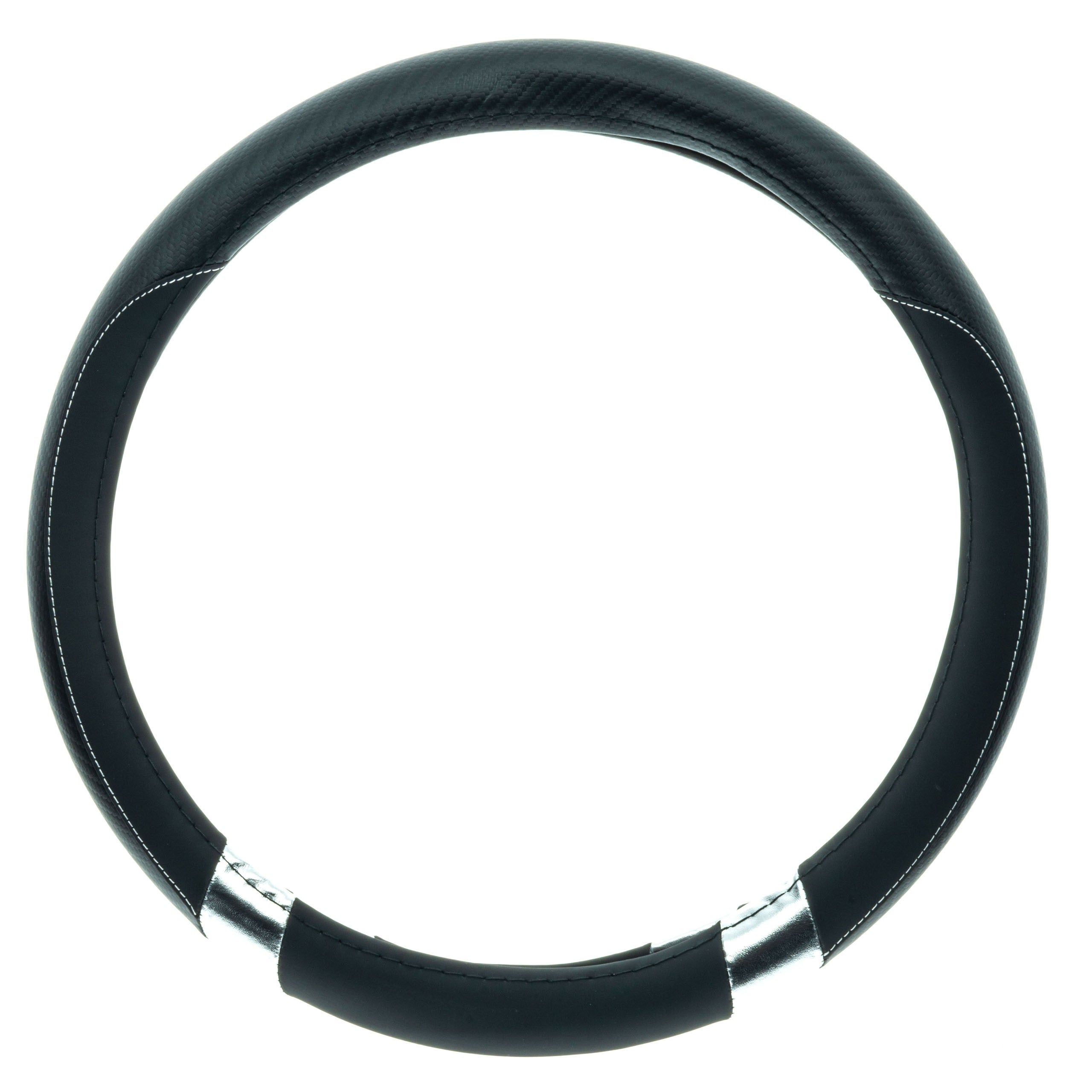 Rattskydd – Silver, Svart – Konstläder, Rattdiameter: 37-39 cm