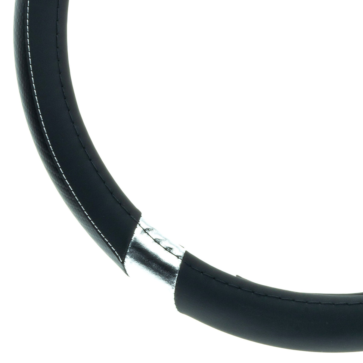 Rattskydd – Silver, Svart – Konstläder, Rattdiameter: 37-39 cm