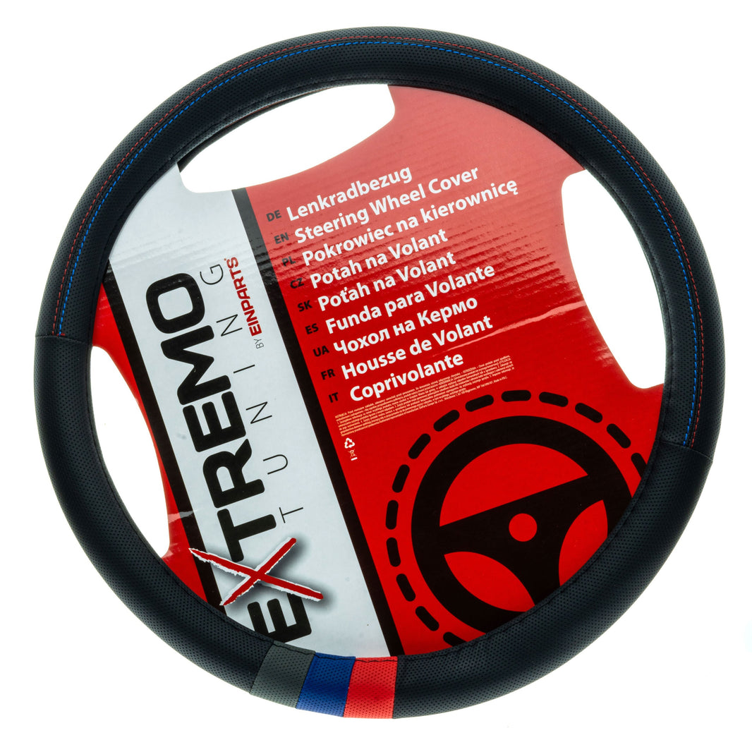 Rattskydd – Svart – Konstläder, Rattdiameter: 37-39 cm