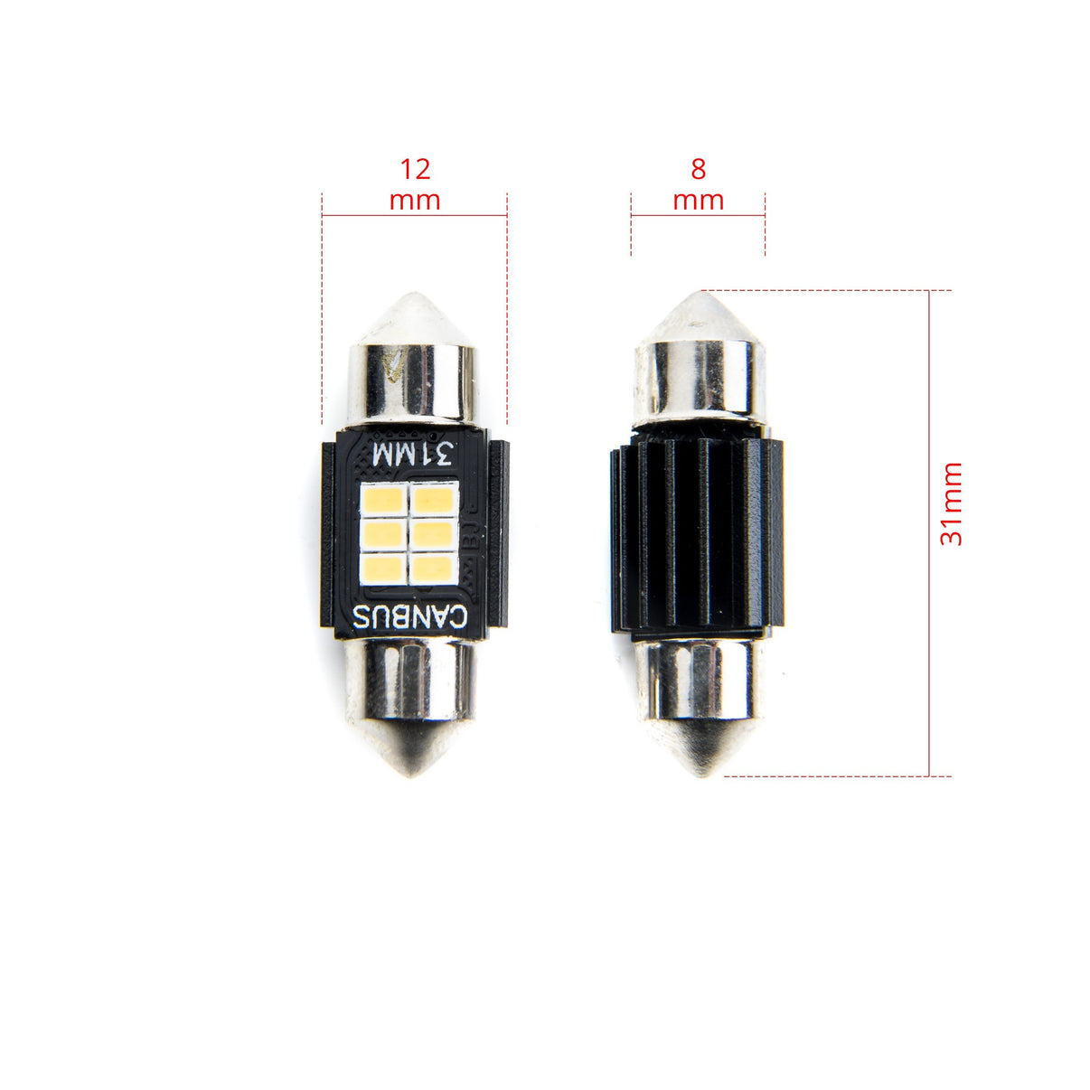 LED-lampa för bil – C5W/ C10W – SV8.5–8 – 5000K – 6 LED – SMD 2016 – 2-pack