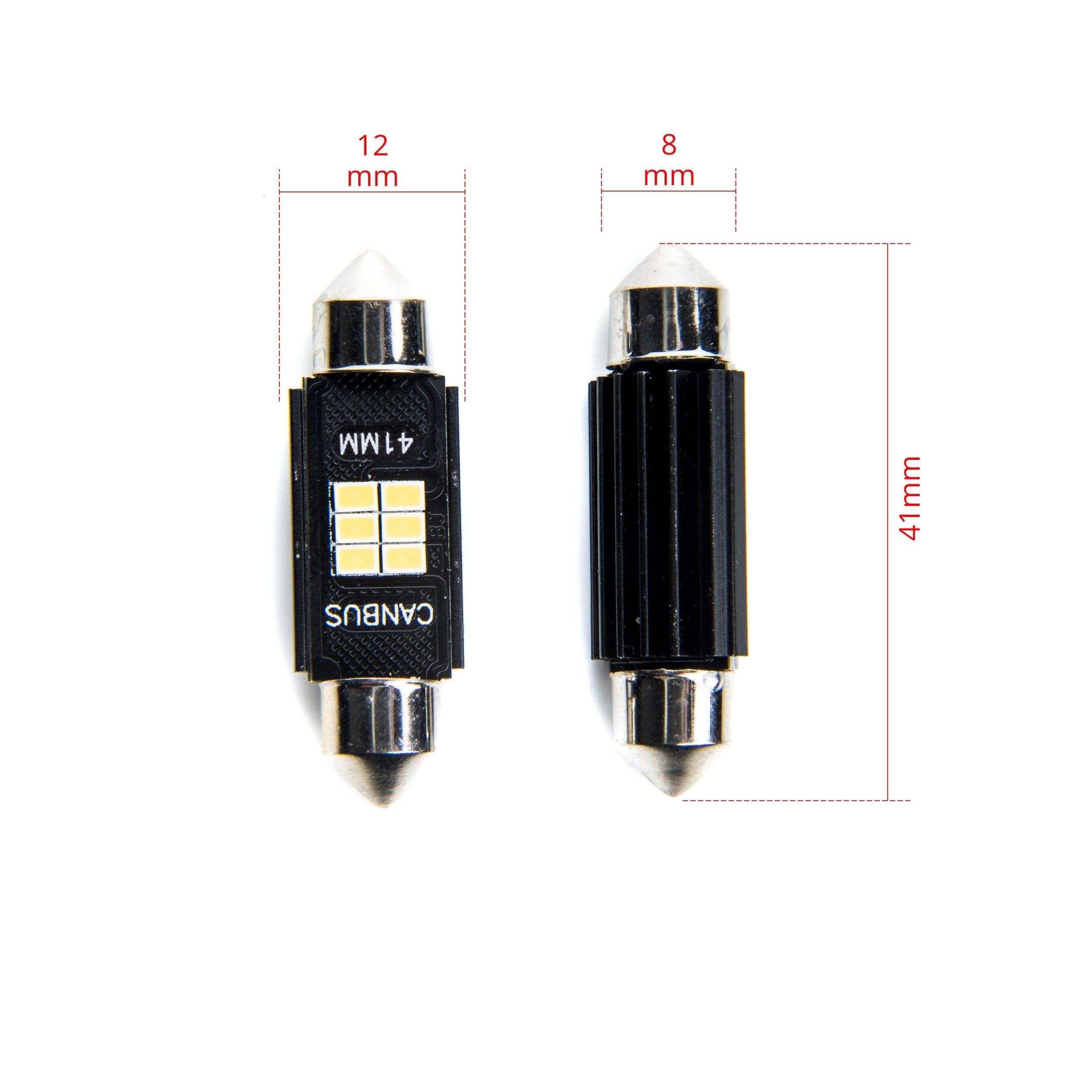 LED-lampa för bil – C5W/ C10W – SV8.5–8 – 5000K – 6 LED – SMD 2016 – 2-pack