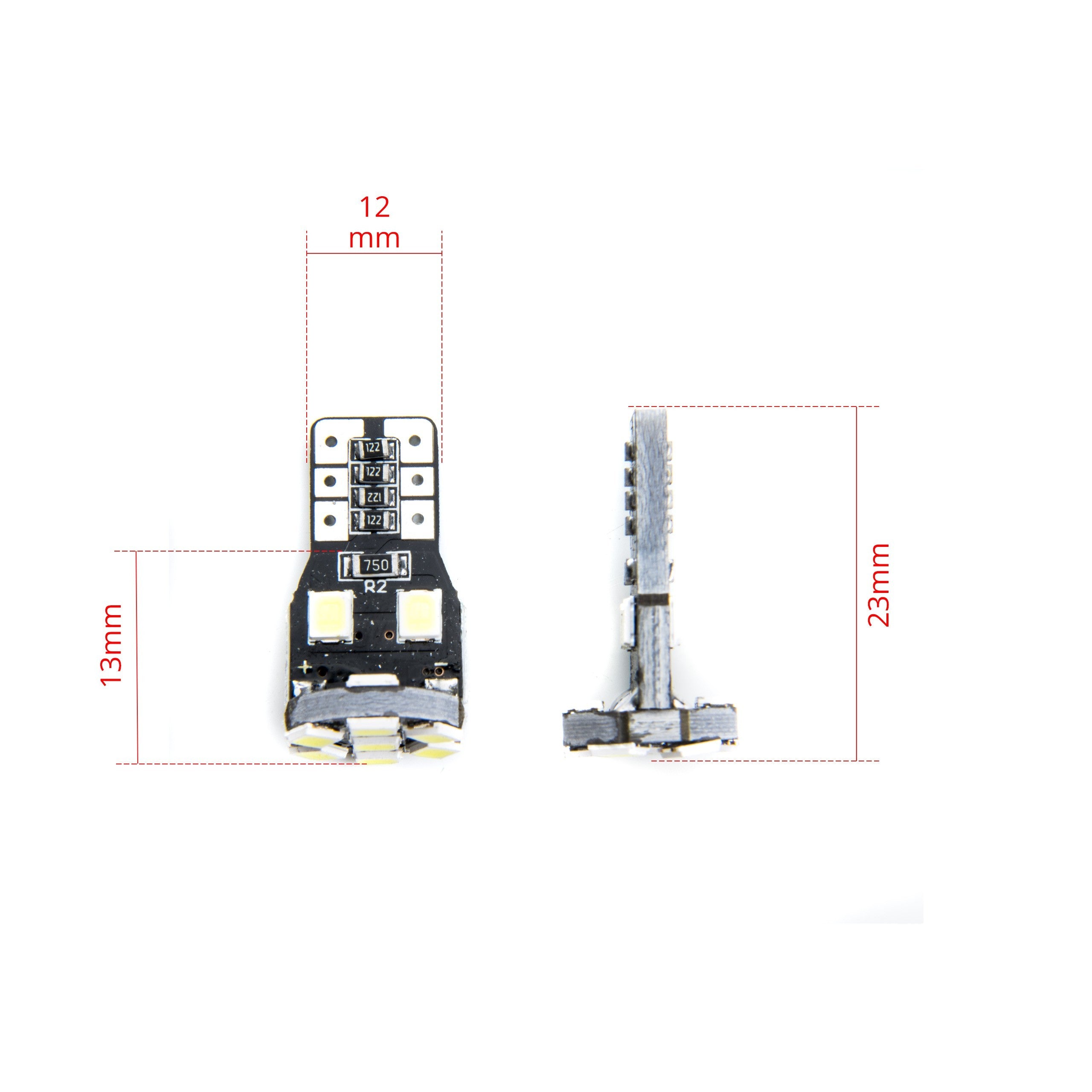 LED-lampa för bil – W5W – W2,1x9,5d – 6000K – 13 LED – SMD 2835 – 2-pack