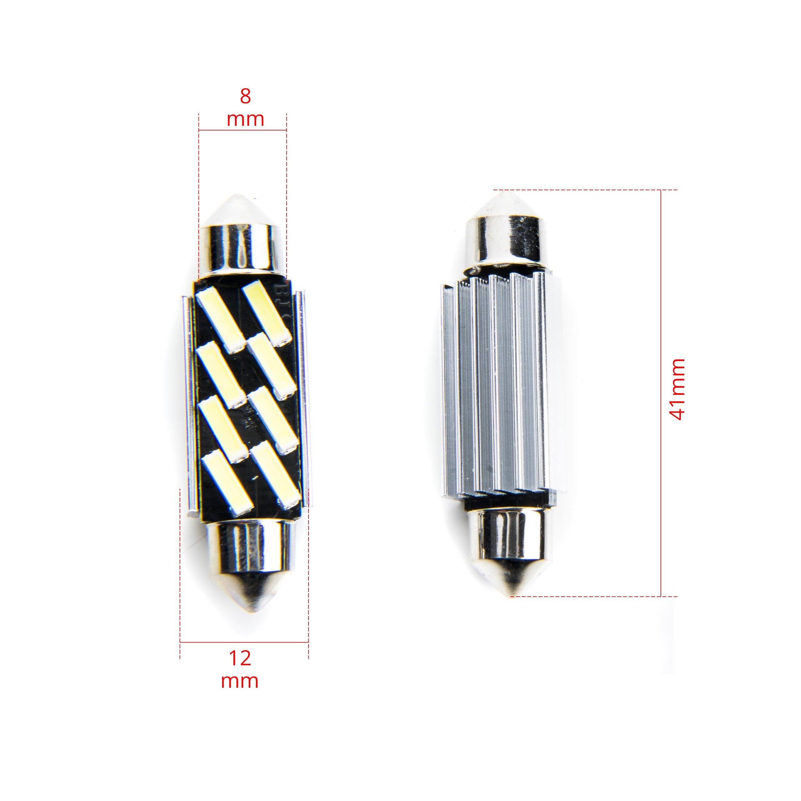 LED-lampa för bil – C5W/ C10W – SV8.5–8 – 6000K – 8 LED – SMD 7020 – 2-pack