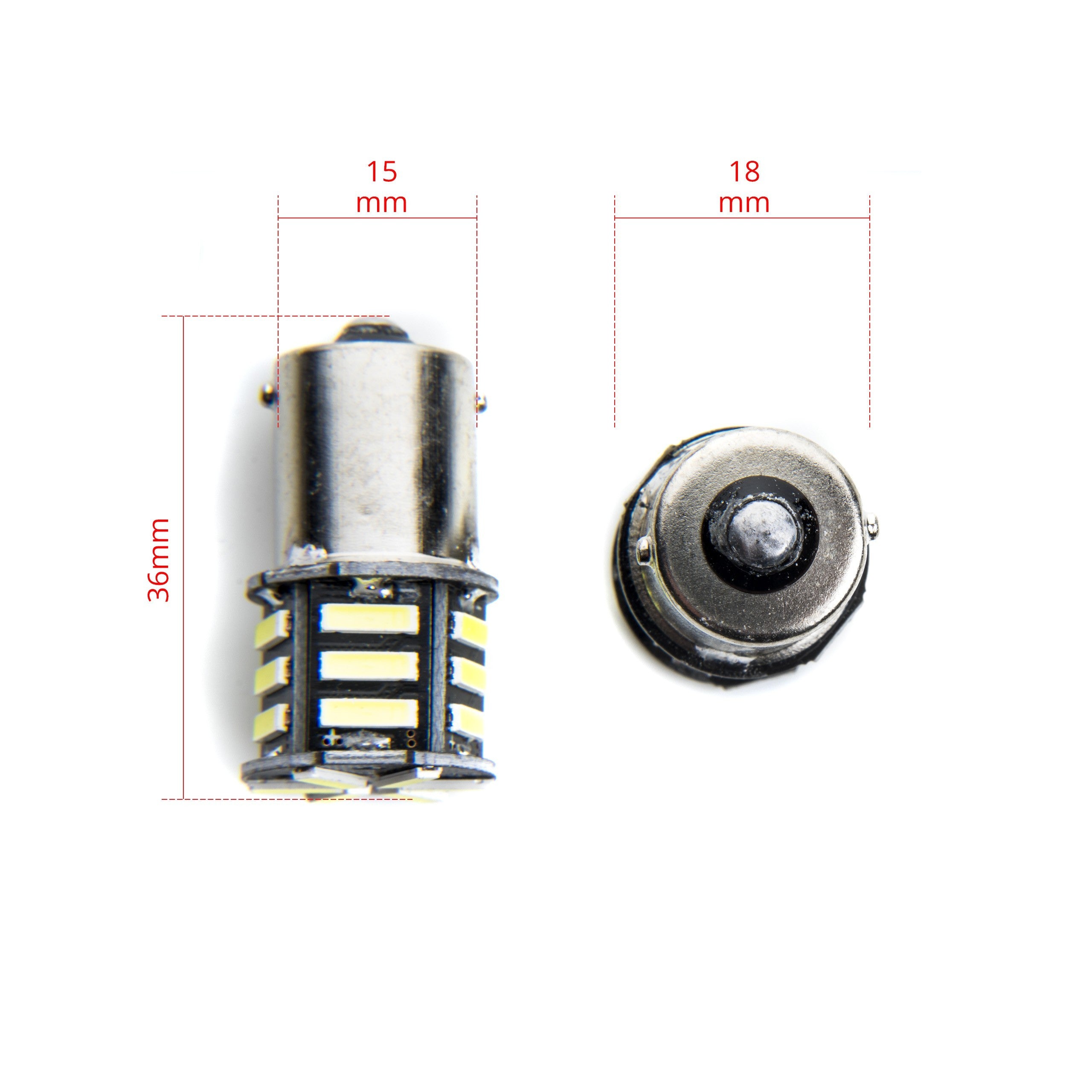 LED-lampa för bil – P21W – BA15S – 6000K – 21 LED – SMD 7020 – 2-pack