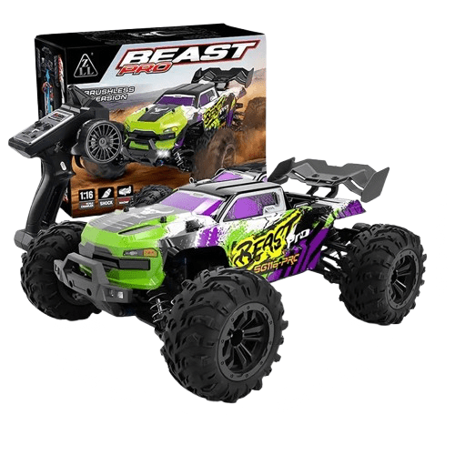 produktbild framifrån visande 4WD Radiostyrd Bil 40km/h – RC Terrängbil BEAST PRO LED – Carlevel