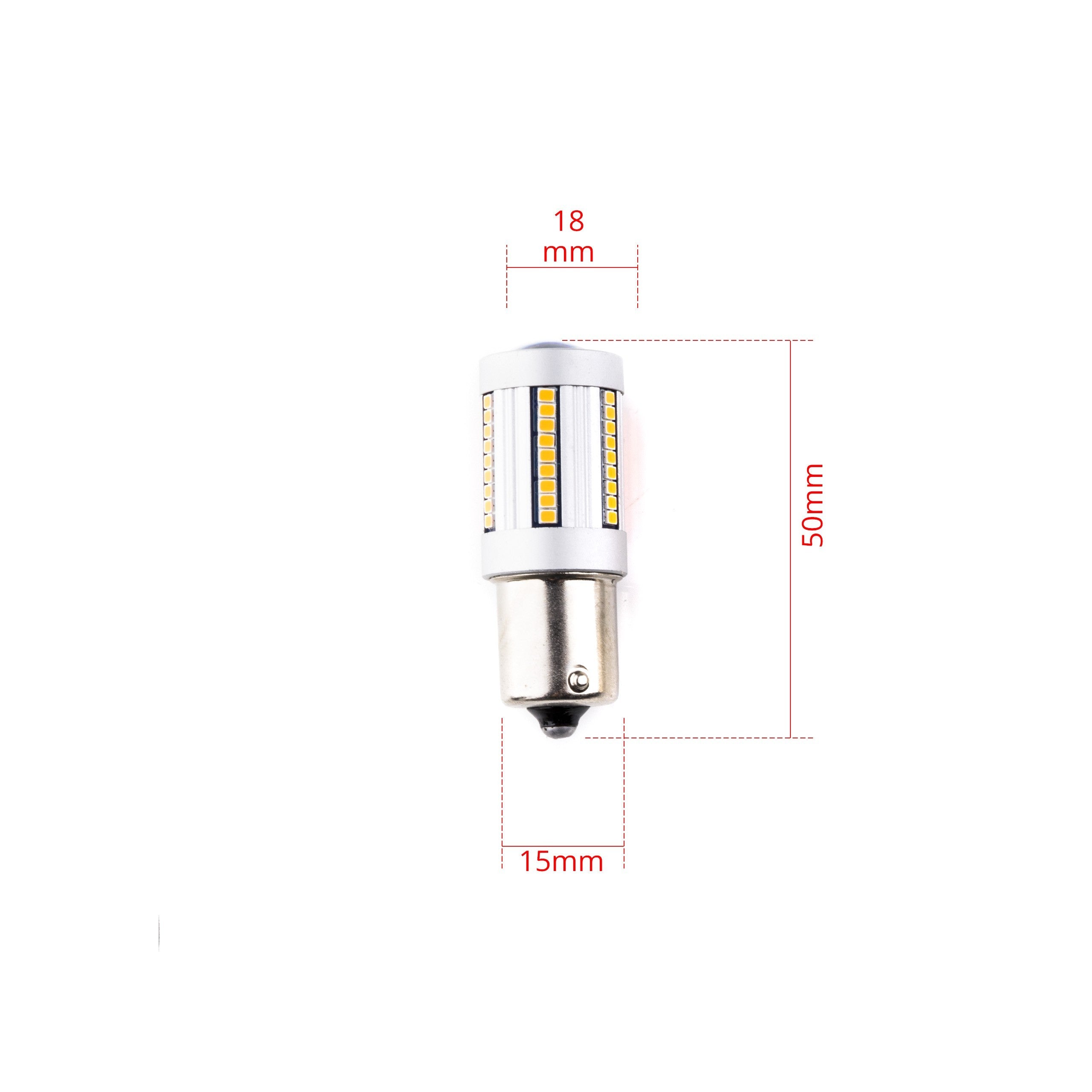 LED-lampa för bil – PY21W – BAU15S – 1700–1800K (Orange) – 66 LED – SMD 2016