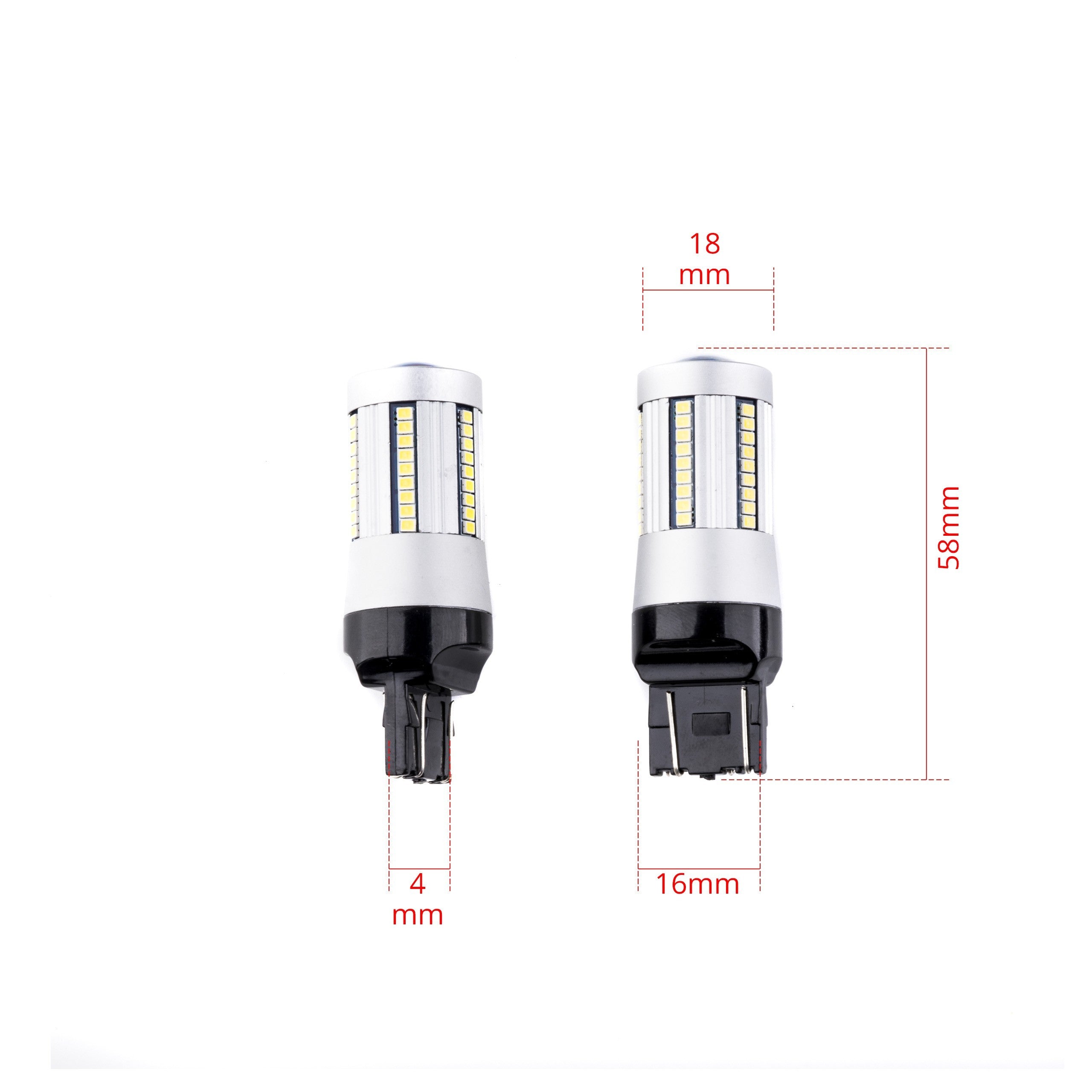 LED-lampa för bil – W2,1x9,5d1/5W – W3x16q – 6000K – 66 LED – SMD 2016 – 2-pack