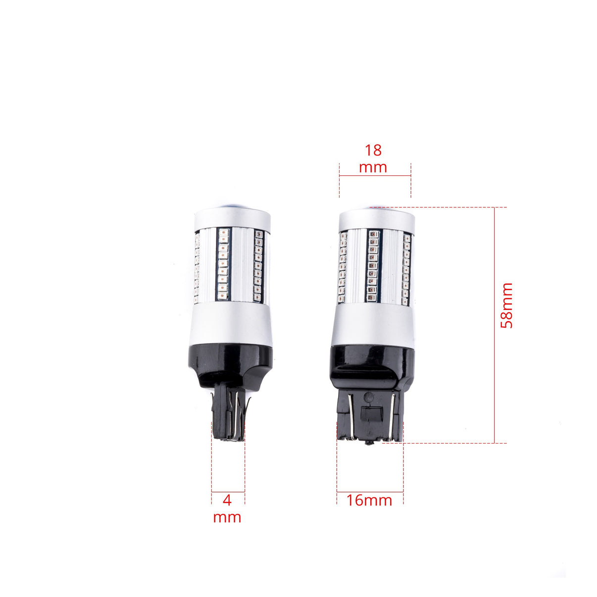 LED-lampa för bil – W2,1x9,5d1/5W – W3x16q – 1000–1500K (Röd) – 66 LED