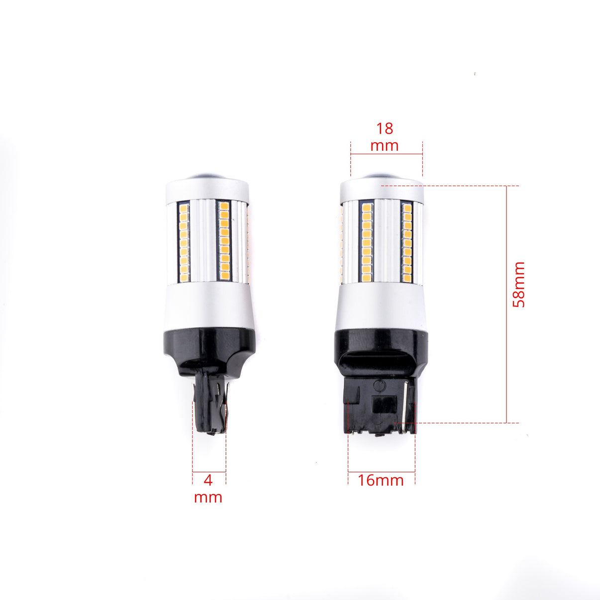 LED-lampa för bil – W21W – W3X16D – 1700–1800K (Orange) – 66 LED – SMD 2016