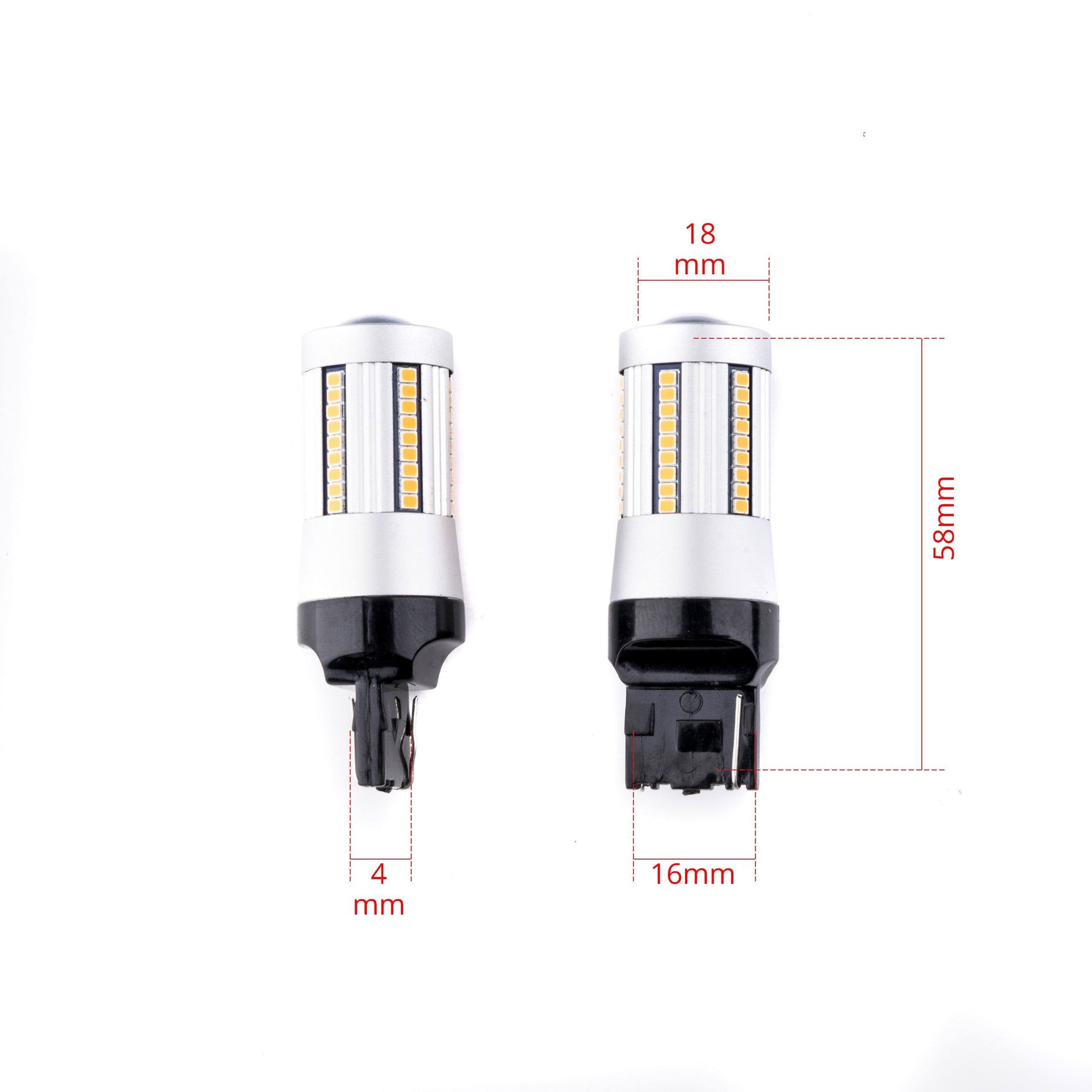 LED-lampa för bil – W21W – W3X16D – 1700–1800K (Orange) – 66 LED – SMD 2016