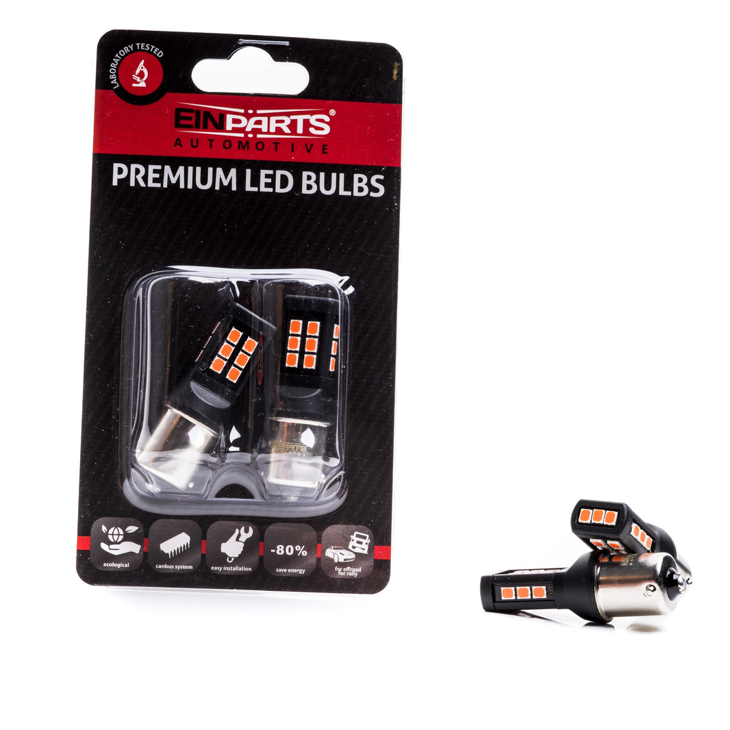 LED-lampa för bil – P21W – BA15S – 1000–1500K (Röd) – 21 LED – SMD 2835 – 2-pack