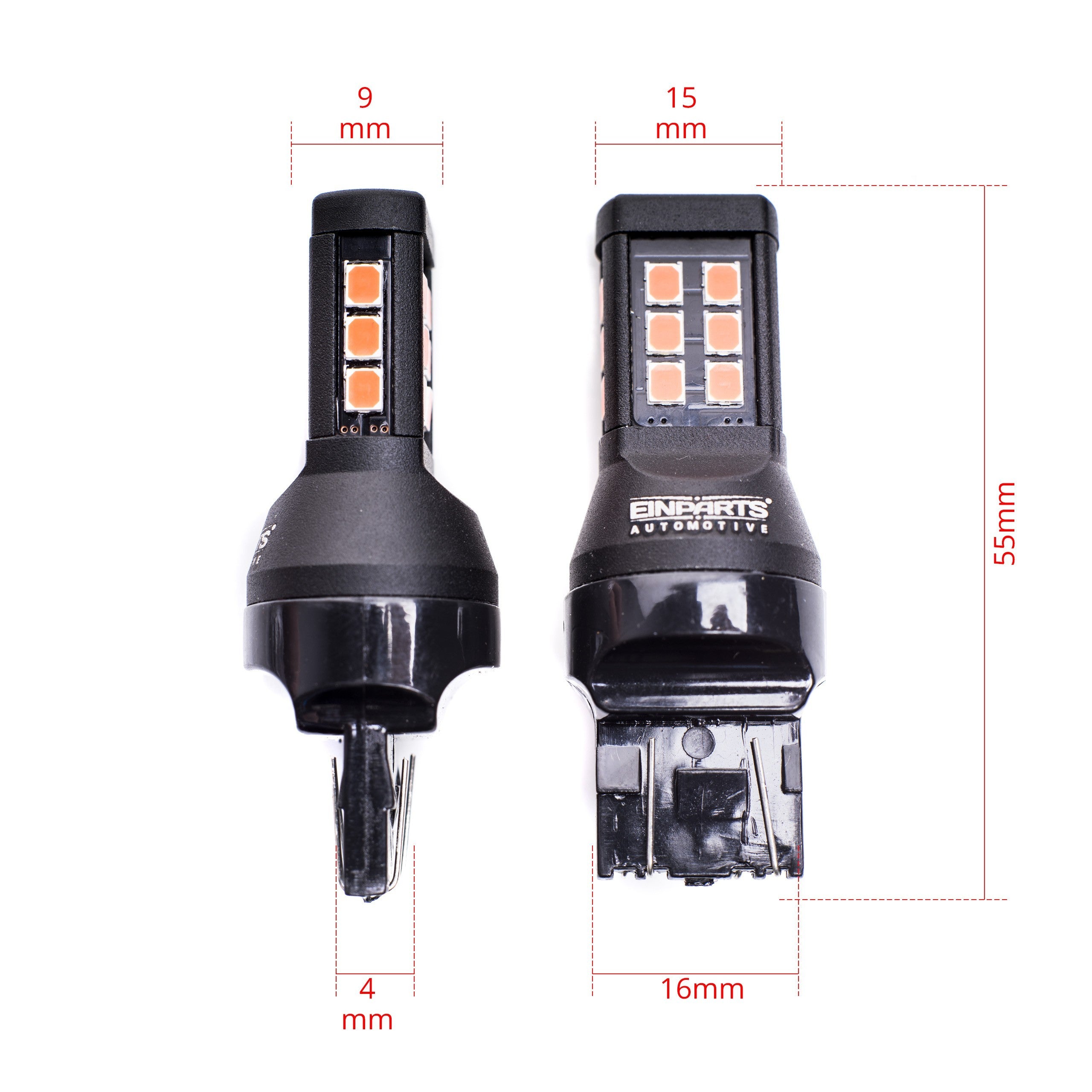 LED-lampa för bil – W2,1x9,5d1/5W – W3x16q – 1000–1500K (Röd) – 21 LED