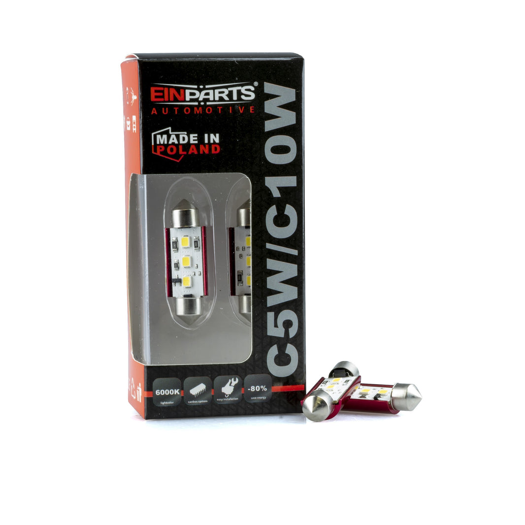 LED-lampa för bil – C10W – SV8.5–8 – 6000K – 3 LED – SMD 2835 – 39 mm – 2-pack