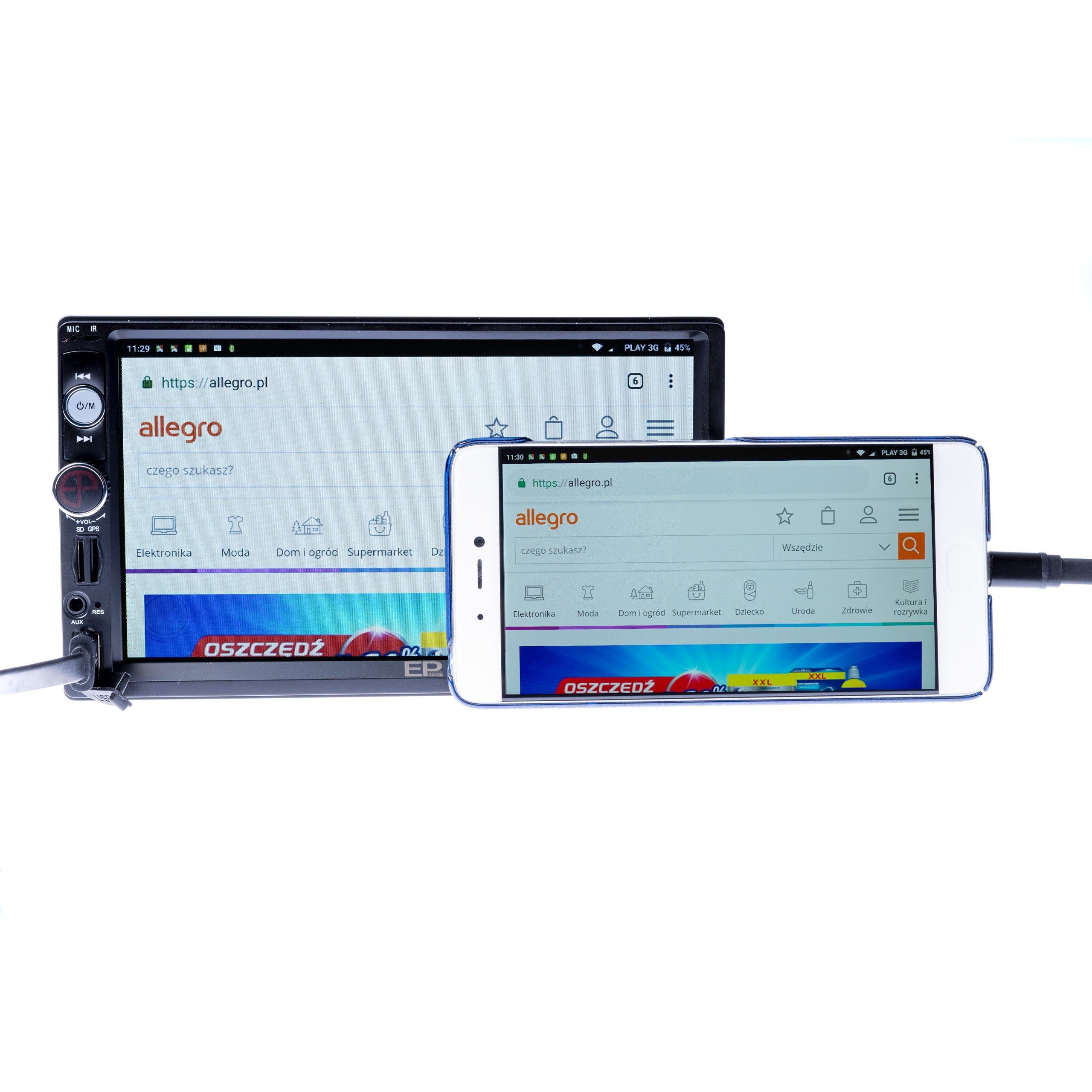 2-DIN-bilstereo – Svart – 9V - 16V