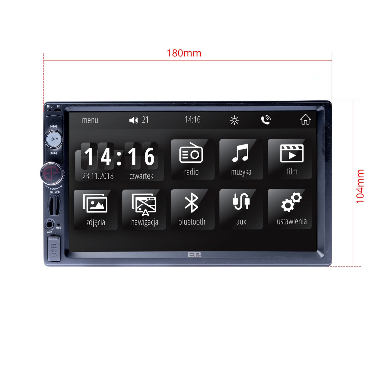 2-DIN-bilstereo – Svart – 9V - 16V