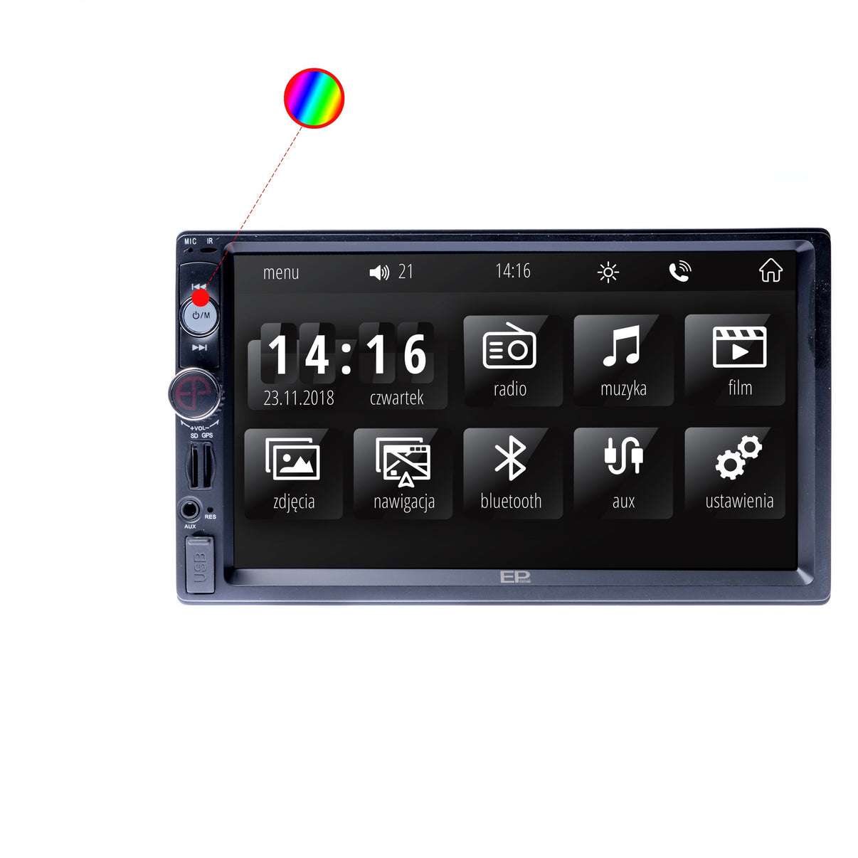 2-DIN-bilstereo – Svart – 9V - 16V