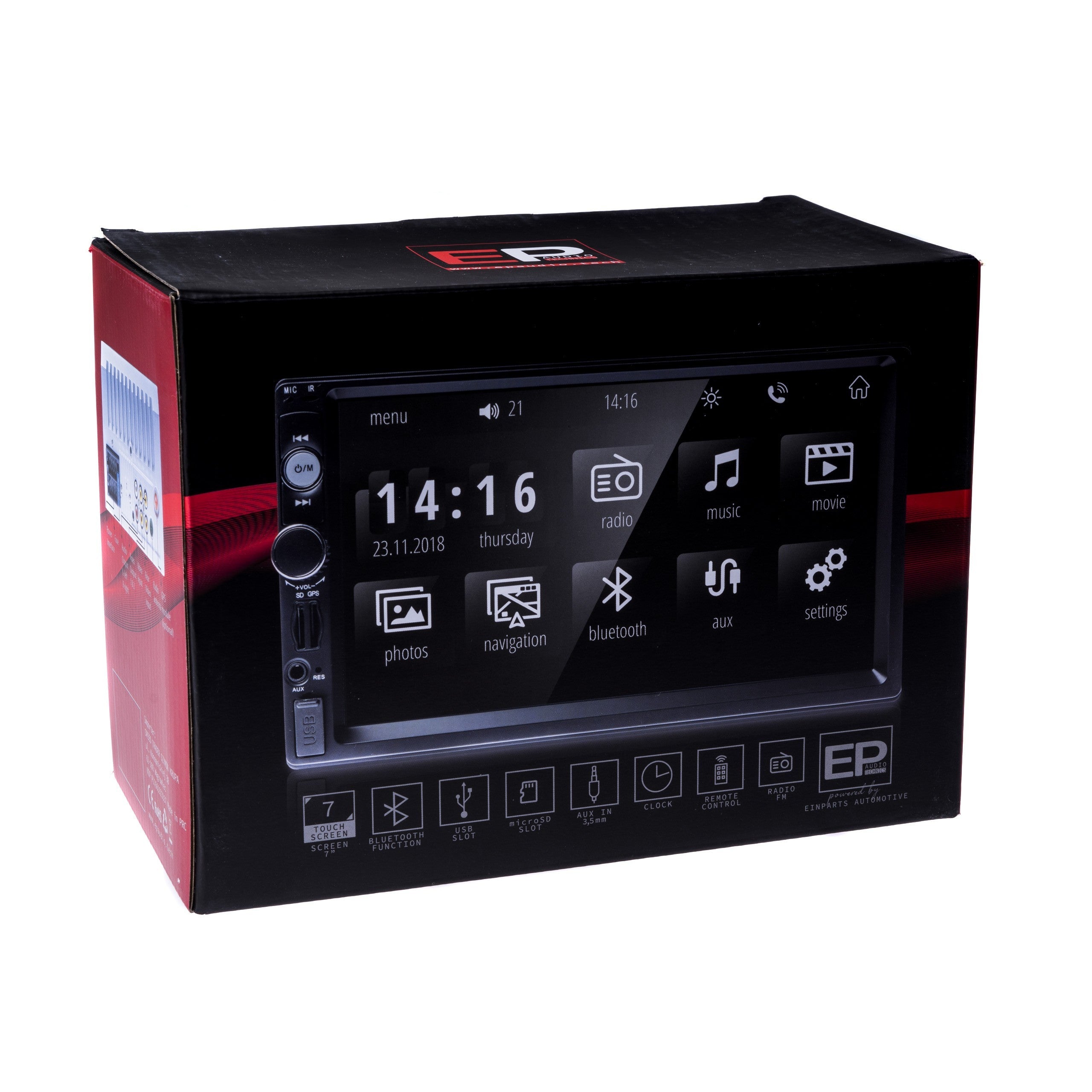 2-DIN-bilstereo – Svart – 9V - 16V