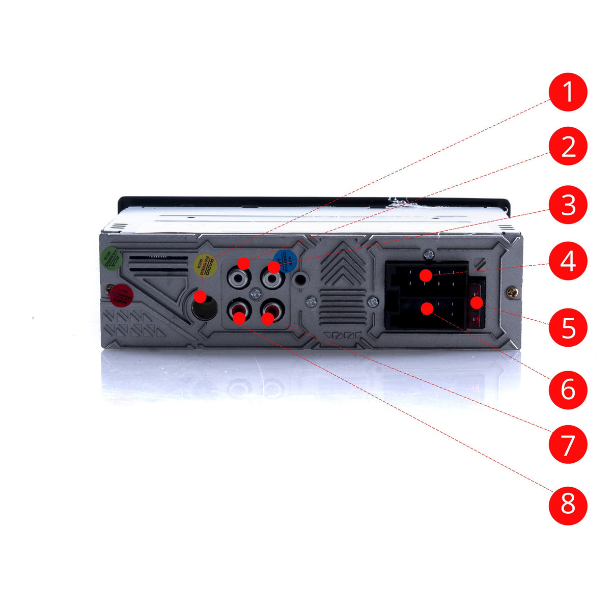 1-DIN-bilstereo – Svart – 9V - 16V – 188 mm – 57 × 112 mm