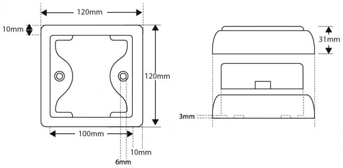 närbild på detaljer och material av Baklampa 100CRME Röd – LEA