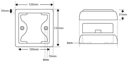 närbild på detaljer och material av Baklampa 100CRME Röd – LEA