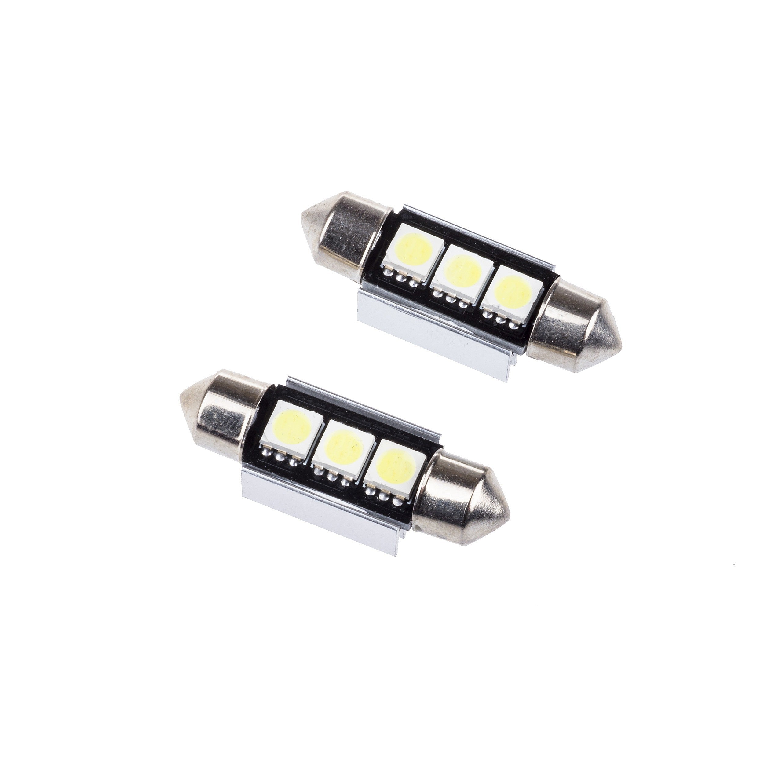 LED-lampa för bil – C5W – SV8.5–8 – 6000K – 3 LED – SMD 5050 – 2-pack