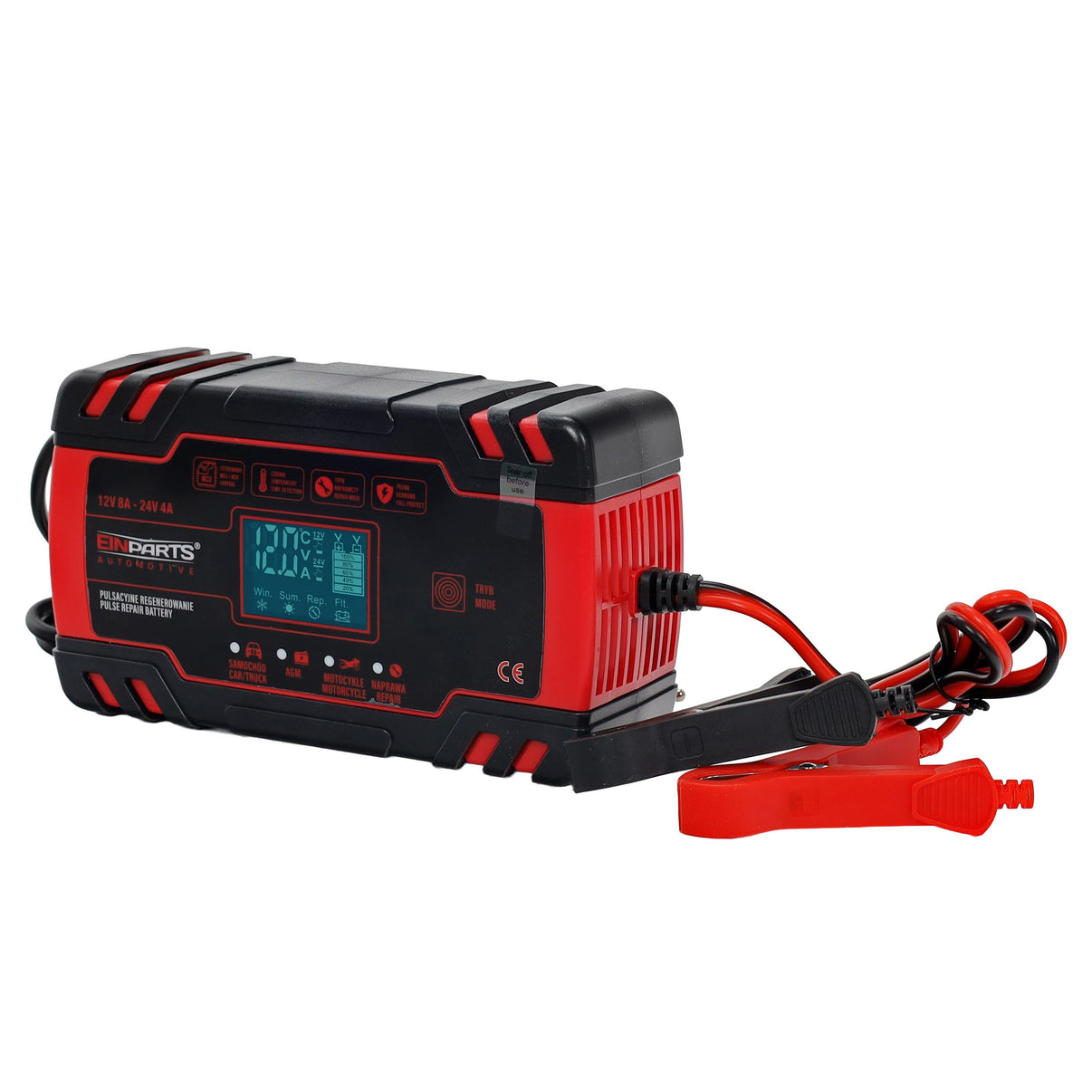 Billaddare – 24 V, 12 V, 230 V AC – 17x10x5,5 cm – Approximately 115 cm