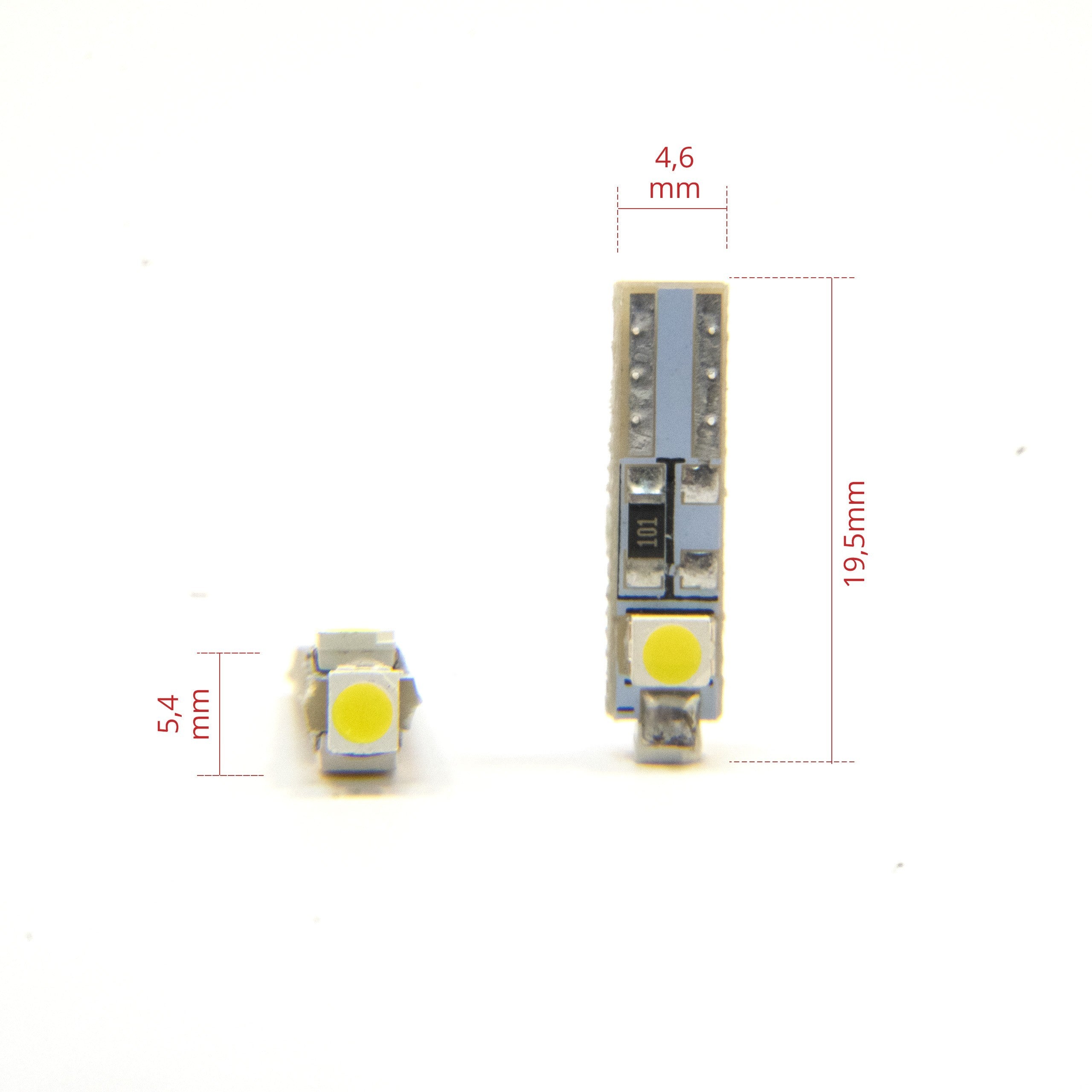 LED-lampa för bil – T5 – G9 – 6000K – 3 LED – SMD – 2-pack