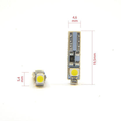 LED-lampa för bil – T5 – G9 – 6000K – 3 LED – SMD – 2-pack