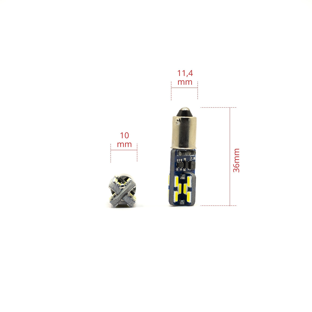 LED-lampa för bil – T4W – BA9s – 6000K – 24 LED – SMD 4014 – 2-pack