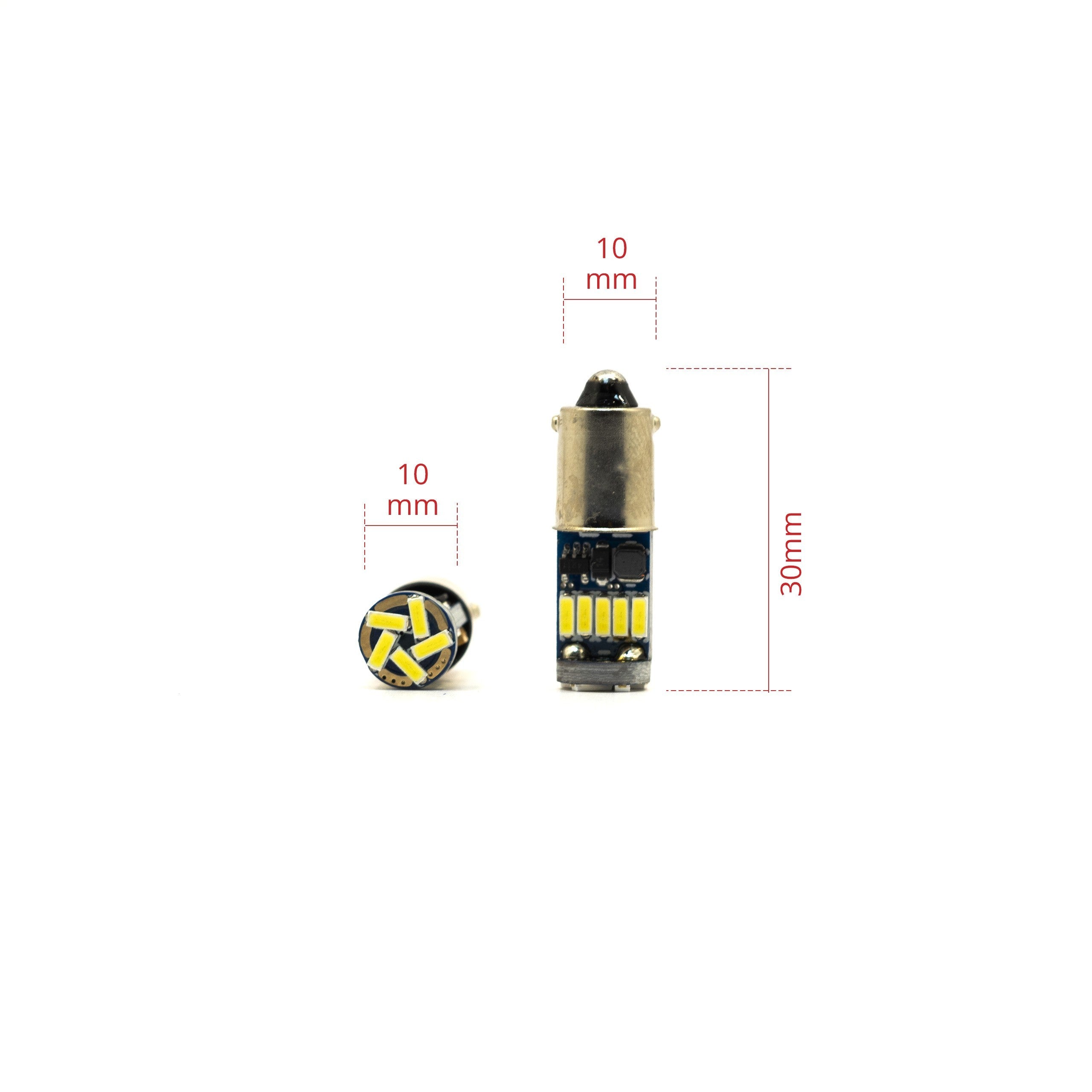 LED-lampa för bil – T4W – BA9s – 6000K – 15 LED – SMD 4014 – 2-pack