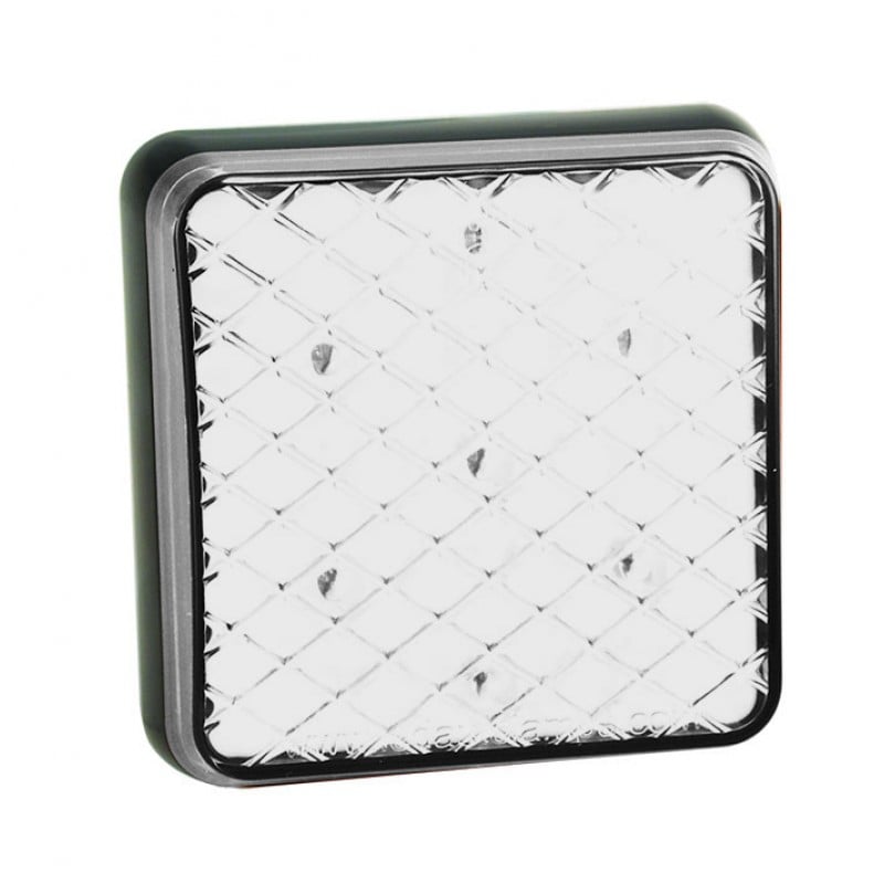 produktbild framifrån visande Baklampa 81WM – 12/24V (81x81mm) – LEA