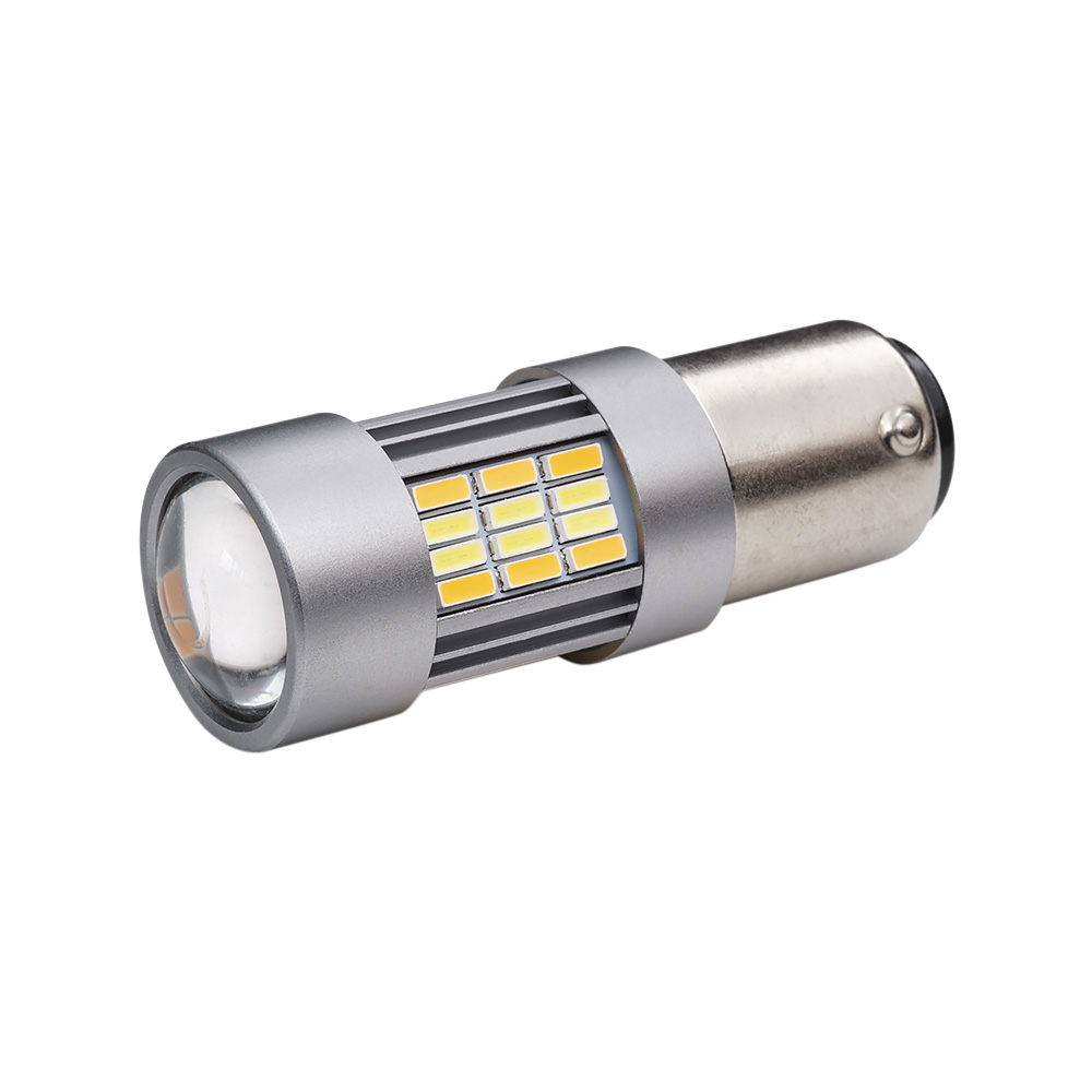 BAY15D – 1157 Switchback Vit/Amber – produktbild framifrån | Xenonkungen