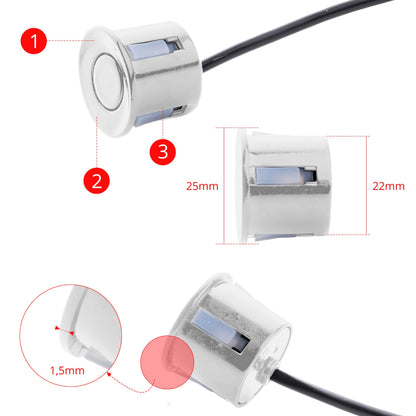 Parkeringssensor – Silver – ultraljudssensor – 8 sensorer – 4x 2,5 m/ 4x 6 m