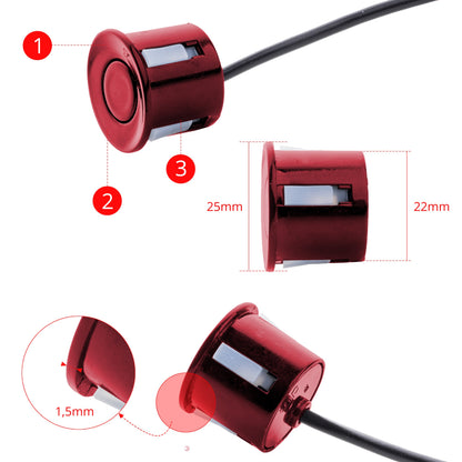 Parkeringssensor med display – Röd – ultraljudssensor – 4 sensorer – 4x 2,5 m