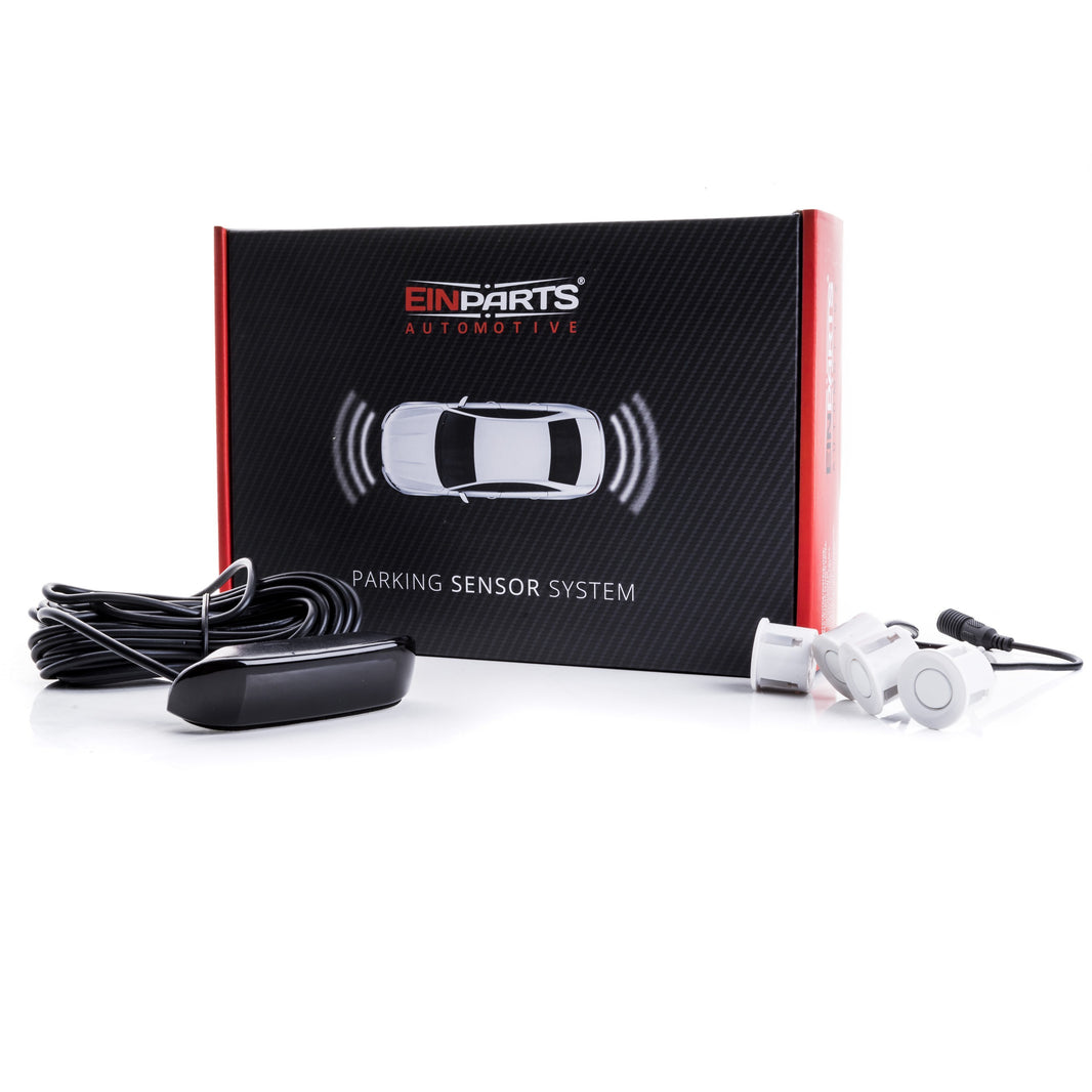 Parkeringssensor med display – Vit – ultraljudssensor – 4 sensorer – 4x 2,5 m