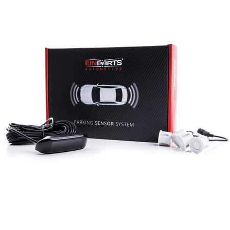 Parkeringssensor med display – Vit – ultraljudssensor – 4 sensorer – 4x 2,5 m