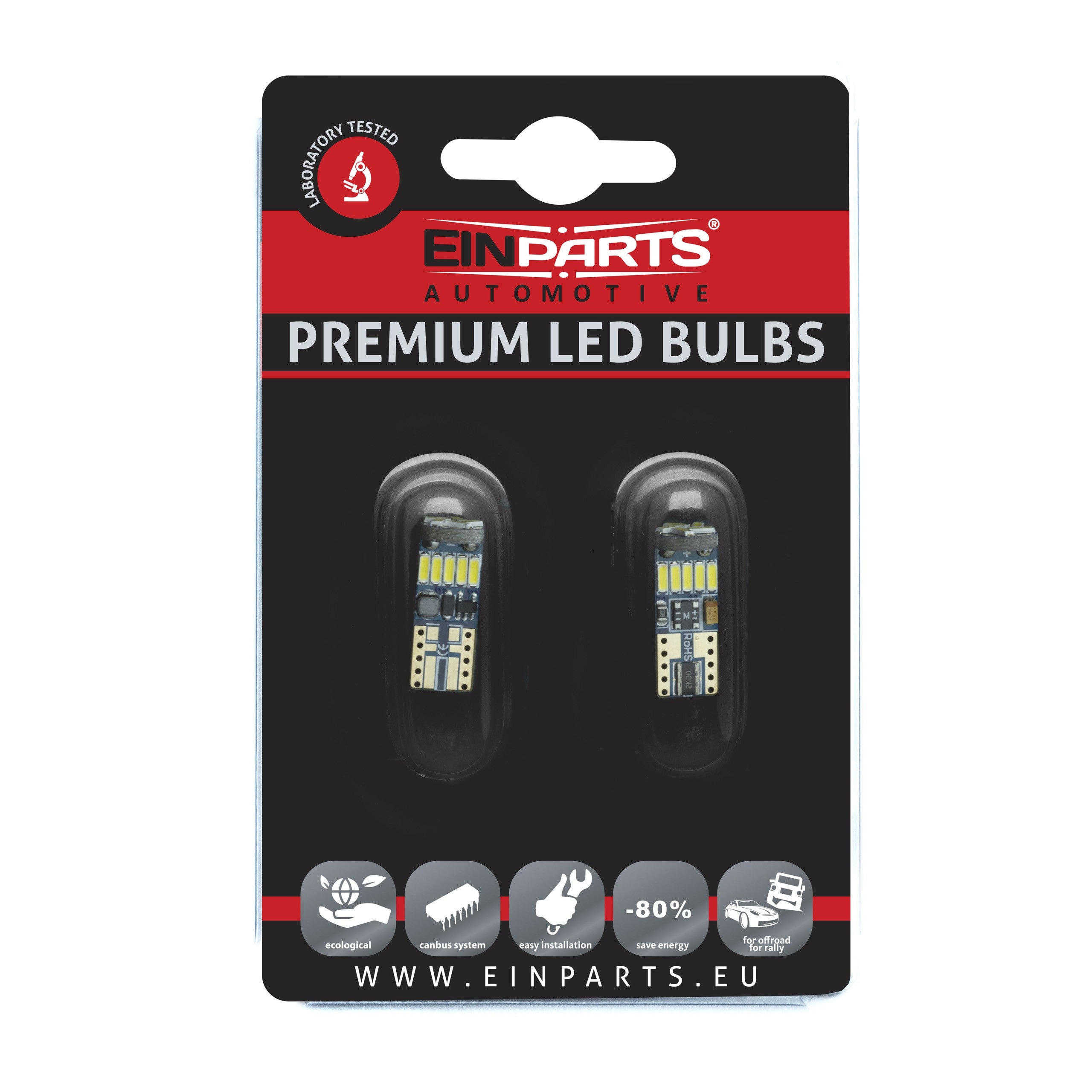 LED-lampa för bil – W5W – W2,1x9,5d – 6000K – 15 LED – SMD 4014 – 2-pack