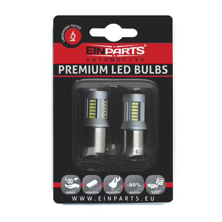 LED-lampa för bil – P21W – BA15S – 6000K – 30 LED – SMD 4014 – 2-pack