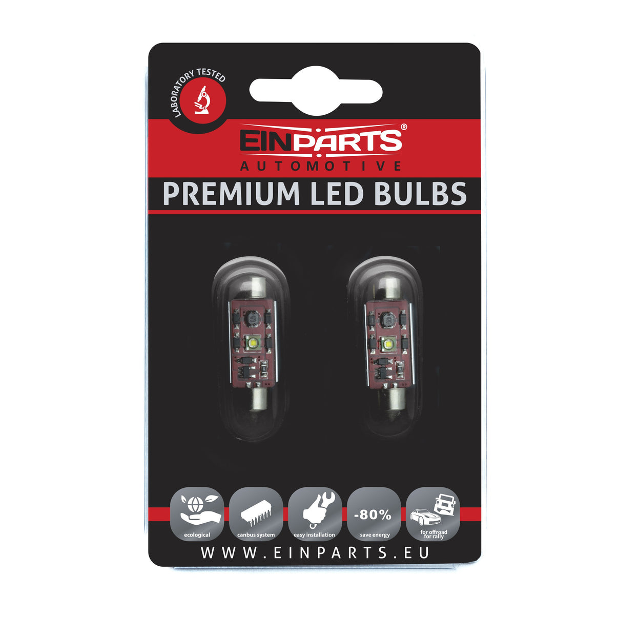 LED-lampa för bil – C10W – SV8.5–8 – 6000K – 1 LED – CREE XP-E – 2-pack